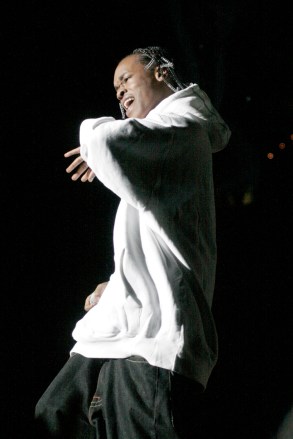 Rapper Hurricane Chris performs at the Oracle Arena in Oakland Calif., Saturday, Dec. 29, 2007.  (AP Photo/Craig A. Young)