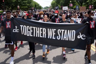 Washington Wizards players, Washington Mystics players and supporters participate in a march to observe Juneteenth, in Washington, DC, USA, 19 June 2020. Juneteenth, also known as Freedom Day, celebrates the liberation of people who had been slaves in the US.
Juneteenth march in Washington, DC, USA - 19 Jun 2020