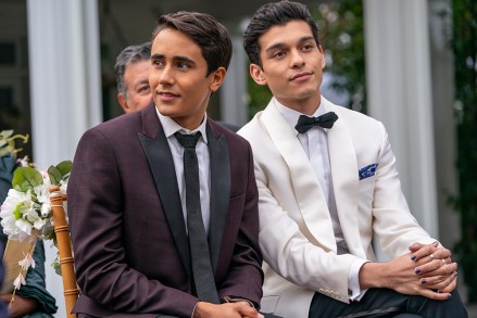 Love, Victor - “Close Your Eyes” - Episode 210 - At Harold's wedding, Mia makes a bold decision, while Victor and Felix consider their futures.  Victor (Michael Cimino) and Rahim (Anthony Keyvan), shown.  (Photo by: Greg Gayne / Hulu)