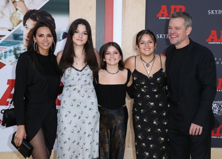 Matt Damon and Luciana Barroso and their daughters 