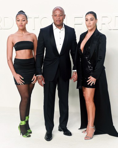 Truly Young, Dr. Dre, Nicole Young. From left, Truly Young, Dr. Dre, and Nicole Young attend the Tom Ford show at Milk Studios during NYFW Fall/Winter 2020, in Los Angeles
NYFW Fall/Winter 2020 - Tom Ford - Red Carpet, Los Angeles, USA - 07 Feb 2020