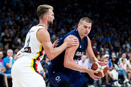 Nikola Jokic of Serbia in action under the basket
Serbia v Lithuania, basketball, Belgrade Arena, Serbia - 10 Aug 2019