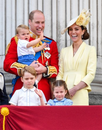 Pangeran William, Catherine Duchess of Cambridge, Pangeran Louis, Pangeran George, Putri Charlotte Upacara Warna, London, Inggris - 08 Jun 2019