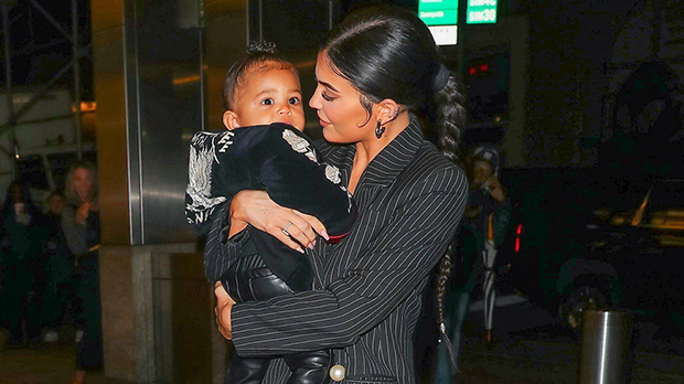 Stormi Webster Rocks Denim Jacket & Bike Shorts — See Her Cute Outfit ...