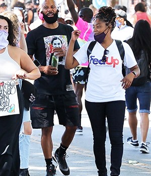 Tiffany Haddish and Common join the pride BLM protest.