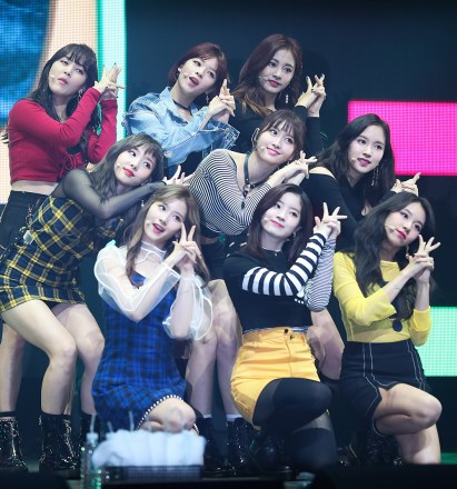 TWICE, the nine-member South Korean girl group, performs during a media showcase for its first full album 'Twicetagram' at Yes24 Live Hall in eastern Seoul, South Korea, 30 October 2017.
TWICE unveils 1st full-length album, Seoul, Korea - 31 Oct 2017