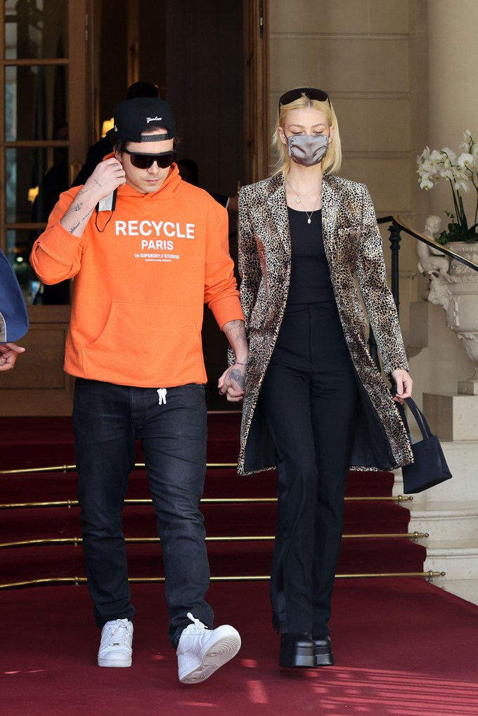 Brooklyn Beckham & Nicola Peltz Leaving A Paris Hotel