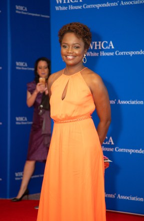 Karine Jean-Pierre walks the red carpet at the White House Correspondents' Association Dinner at the Washington Hilton in Washington D.C. on April 27, 2019. She is the senior advisor and national spokeswoman for MoveOn.org and a political analyst for NBC News and MSNBC. (Photo by Jeff Malet) Newscom/(Mega Agency TagID: jmpphotos046562.jpg) [Photo via Mega Agency]