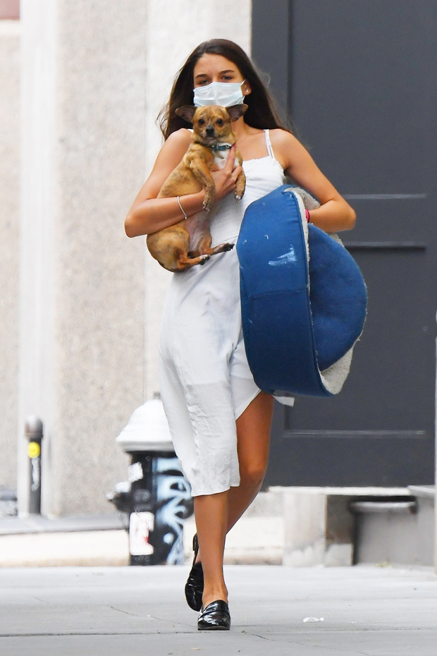 Katie Holmes & Suri Cruise Carry Their Dogs During Cute Outing In Nyc