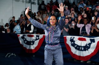 Actress Vivica A. Fox waves to supporters of Democratic presidential candidate and former Vice President Joe Biden before he speaks at Tougaloo College in Tougaloo, Miss
Election 2020 Joe Biden, Tougaloo, USA - 08 Mar 2020