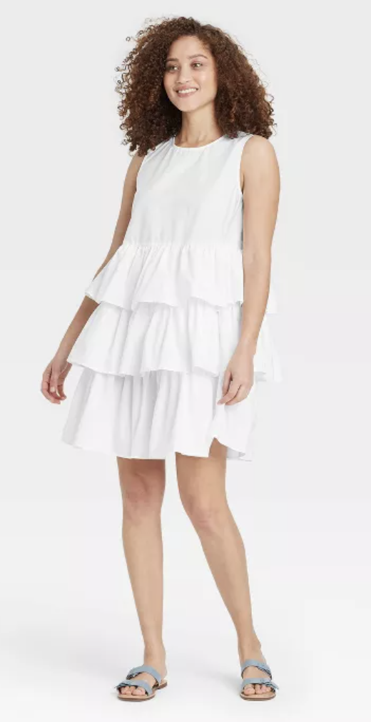 ruffled white mini dress