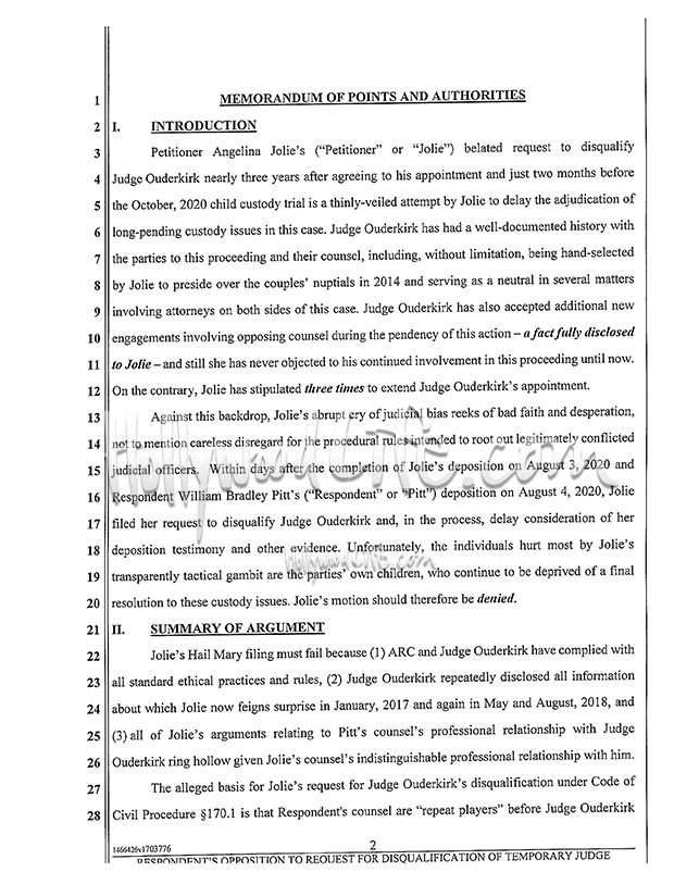 Brad Pitt's custody case documents 