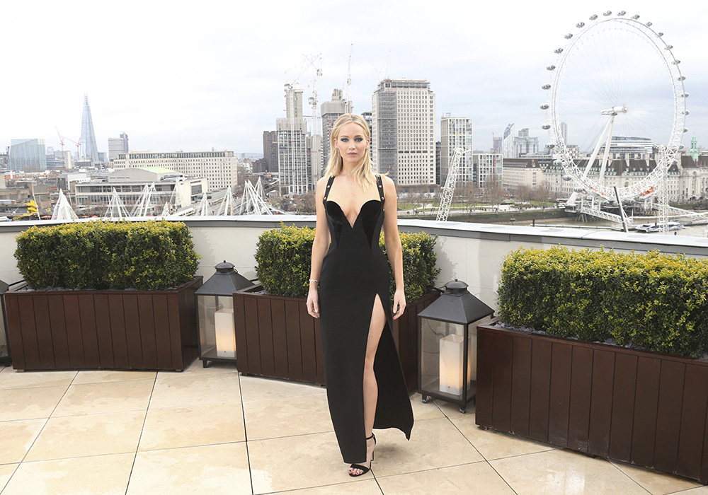 Jennifer Lawrence poses for photographers at the photo call for the film 'Red Sparrow' in London, Tuesday, Feb. 20, 2018. (Photo by Joel C Ryan/Invision/AP)