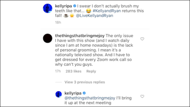 Kelly Ripa's Instagram comments