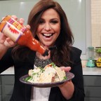 Celebrity chef Rachel Ray makes Lobster Newburg Nachos in her television studio