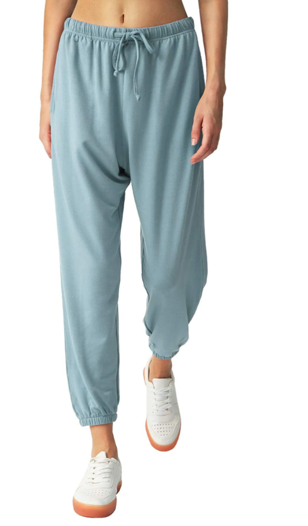 light blue sweatshirt and sweatpants