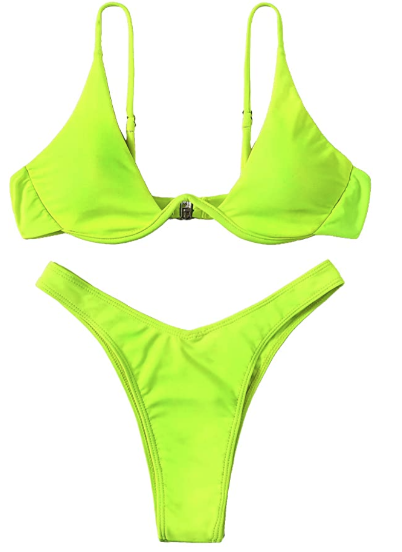 Verdusa Womens 2 Piece Triangle Bikini High Cut Bathing Suit Swimsuit