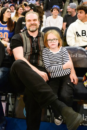 David Harbour with step daughter Ethel
San Antonio Spurs v New York Knicks, NBA Basketball, Madison Square Garden, New York, USA - 04 Jan 2023