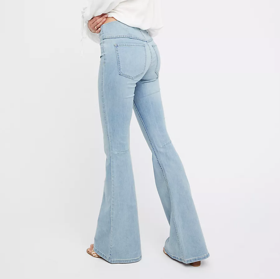 Alsol Lamesa Bell Bottom Jeans for Women Ripped High Waisted Flare Pants Skinny ​Hole Denim Long Stretch Jeans
