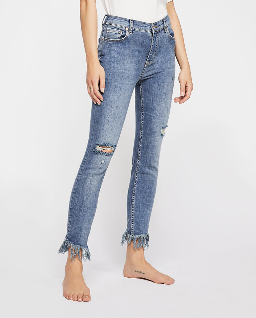 fringe bottom jeans