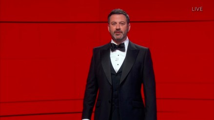Jimmy Kimmel presents the Emmy for Outstanding Lead Actor in a Comedy Series during the 72nd Emmy Awards telecast on Sunday, Sept. 20, 2020 at 8:00 PM EDT/5:00 PM PDT on ABC. (Invision for the Television Academy/AP)