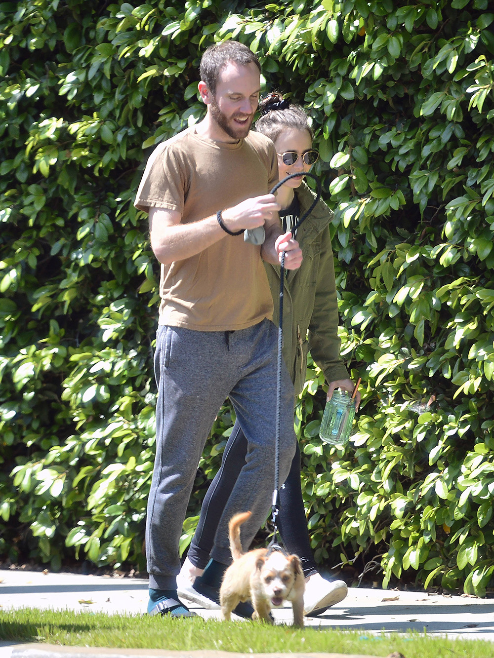 lily Collins Charlie McDowell walk puppy Beverly Hills