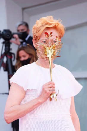 Tilda Swinton attending the Opening Ceremony of the 77th Venice Film Festival in Venice, Italy on September 02, 2020. Photo by Aurore Marechal/Abaca/Sipa USA(Sipa via AP Images)