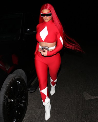 EXCLUSIVE: Kylie Jenner dresses as a 'Power Ranger' for Halloween in Beverly Hills, CA. 30 Oct 2020 Pictured: Kylie Jenner. Photo credit: TheRealSPW / MEGA TheMegaAgency.com +1 888 505 6342 (Mega Agency TagID: MEGA711419_001.jpg) [Photo via Mega Agency]
