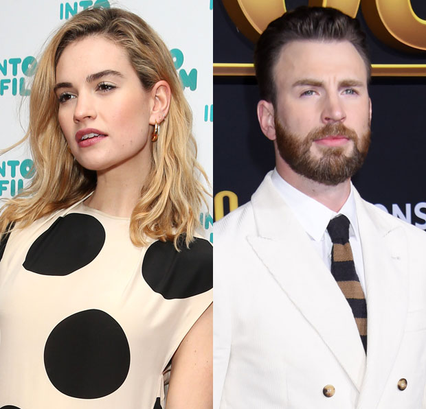 Lily James and Chris Evans