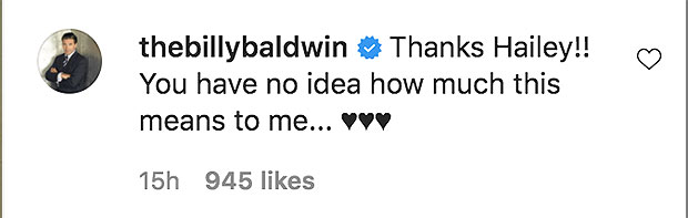 Billy Baldwin's Instagram comment