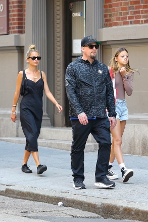 New York, NY - *EXCLUSIVE* - Nicole Richie, husband Joel Madden and daughter Harlow seen shopping in NYC.  'The Simple Life' graduate wore a black dress with matching sunglasses and her hair in a bun.  Pictured: Nicole Richie, Joel Madden, Harlow Madden UK Customers - Pictures Containing Children Please pixelate face prior to publication*