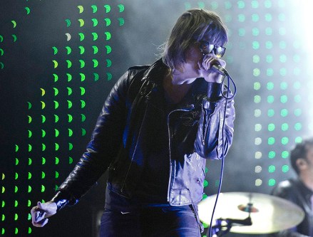 Julian Casablancas of the American rock band Strokes performs at the Peace and Love festival in Borlange, Sweden, early Saturday morning, July 2, 2011. (AP Photo / Fredrik Sandberg )   SWEDEN OUT
