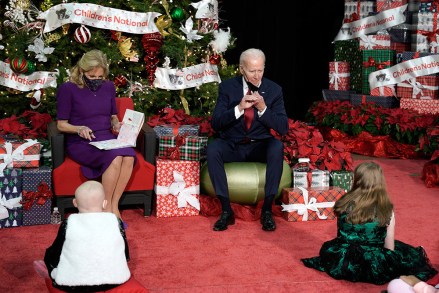 world rightsMandatory Credit: Photo by Yuri Gripas/POOL/EPA-EFE/Shutterstock (13683325d)US President Joe Biden (R) and First lady Jill Biden host a book reading of 'The Snowy Day' by Ezra Jack Keats during their holiday visit with patients and families at Children's National Hospital, in Washington, DC, USA, 23 December 2022.Biden makes Christmas visit to childrens hospital in Washington, USA - 23 Dec 2022