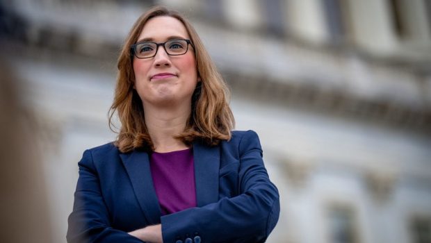 WASHINGTON, DC - NOVEMBER 15: Rep.-elect Sarah McBride (D-DE) poses for a photograph after joining other congressional freshmen of the 119th Congress for a group photograph on the steps of the House of Representatives at the U.S. Capitol Building on November 15, 2024 in Washington, DC. New members of congress are in-town for an orientation program to help them prepare for their upcoming roles. (Photo by Andrew Harnik/Getty Images)