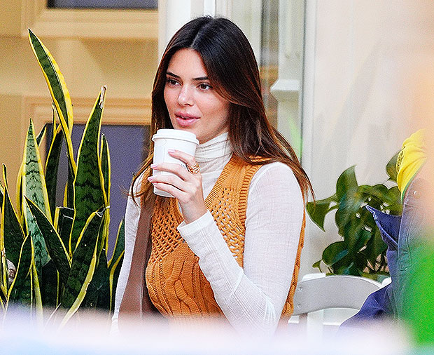 Kendall Jenner Enjoys Coffee In A Robe & $2K Louis Vuitton