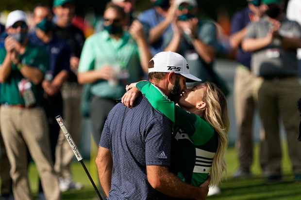 Paulina Gretzky Shares Kiss With Dustin Johnson After ...