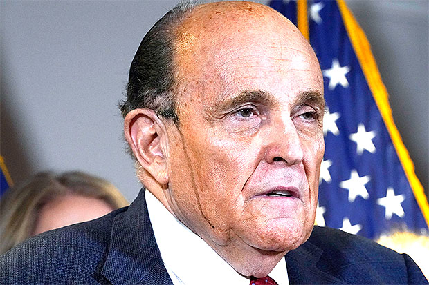 Rudy Giuliani Quotes ‘My Cousin Vinny’ As Hair Dye Drips Down His Face