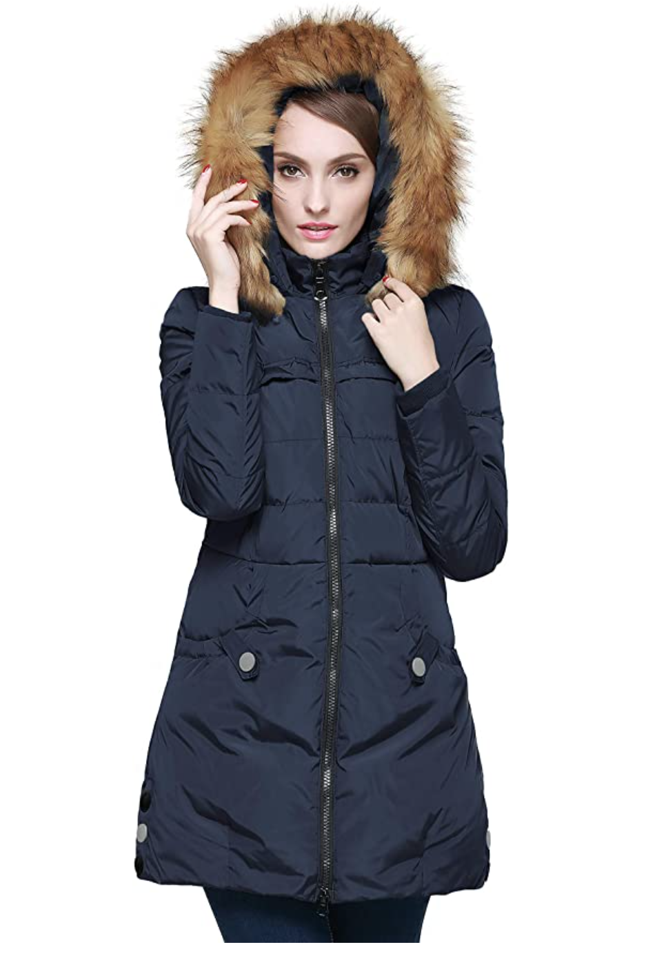 Orolay Women's Down Jacket with Faux Fur Trim Hood