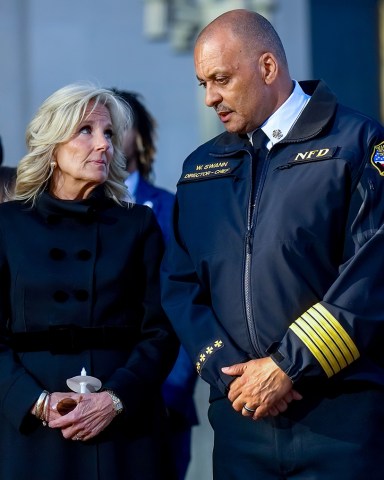 US First Lady Jill Biden (L) speaks with 
Nashville Emergency Management Director Chief William Swann (R) during a memorial vigil for the victims of the Covenant Presbyterian Church school shooting in Nashville, Tennessee, USA, 29 March 2023. Metro Nashville Police reported that three adults and three children were killed 27 March 2023 by a shooter who was confronted and killed by police.
Covenant Presbytarian Church school shooting in Nashville, USA - 29 Mar 2023