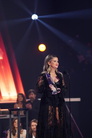 Maren Morris accepts award for Song of the Year for her song “The Bones” at “The 54th Annual CMA Awards,” on Wednesday, November 11, 2020; live on ABC from Music City Center in Downtown Nashville.