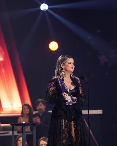 Maren Morris accepts award for Song of the Year for her song “The Bones” at “The 54th Annual CMA Awards,” on Wednesday, November 11, 2020; live on ABC from Music City Center in Downtown Nashville.