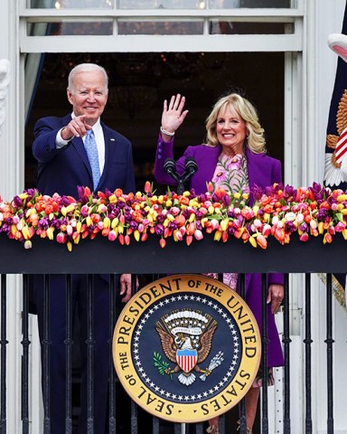 US President Joe Biden, with First Lady Jill Biden, gestures during the White House Easter Egg Roll on the South Lawn of the White House in Washington, DC, USA 18 April 2022. The 2022 White House Easter EGGucation Roll, Washington, USA - 18 Apr 2022