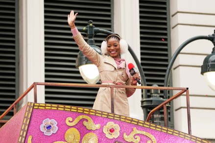 MACY'S THANKSGIVING DAY PARADE -- 2020 -- Pictured: Keke Palmer performs on the Toy Dinosaur float (Coach) -- (Photo by: Peter Kramer/NBC)