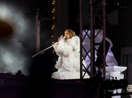 Jennifer Lopez performs on stage during 2021 New Year celebration on Times Square in New York on December 31, 2020. (Photo by Lev Radin/Sipa USA)(Sipa via AP Images)