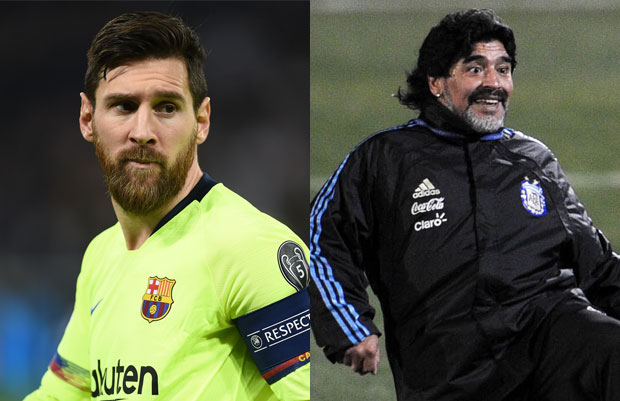 Leo Messi and Diego Maradona