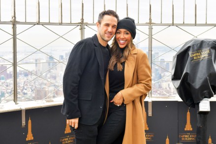 Tayshia Adams and Zac Clark
Tayshia Adams and Zac Clark visit the Empire State Building, New York, USA - 12 Feb 2021
Tayshia Adams, podcast host and star of 'The Bachelorette' Season 16, will be joined by her fiancee Zac Clark for a visit to the Empire State Building to kick off Valentine's Day weekend and celebrate the couple's move together to New York City on Friday, February 12.