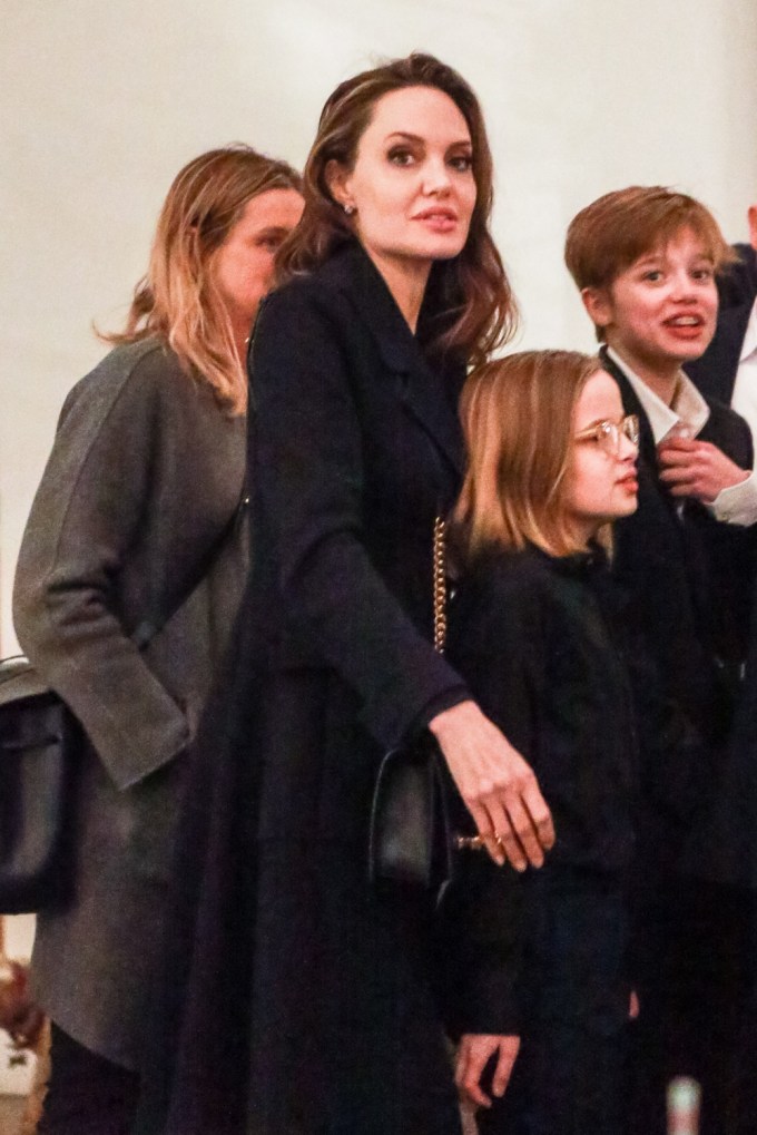 Angelina Jolie & Her Kids Catch a Movie