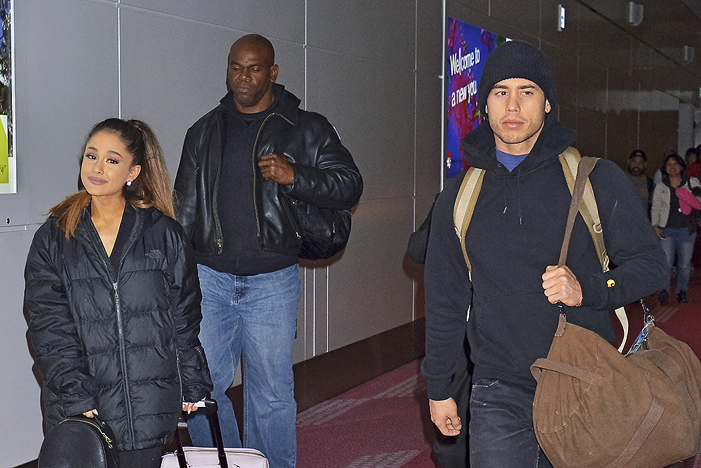 Singer Ariana Grande and her boyfriend Ricky Alvarez are seen upon arrival at Tokyo International Airport in Tokyo, Japan, on April 11, 2016. Photo by: Kento Nara/Geisler-Fotopress/picture-alliance/dpa/AP Images