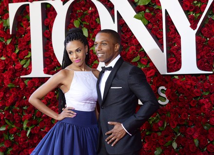 Nicolette Robinson, left, and Leslie Odom Jr. arrive at the Tony Awards at the Beacon Theatre on Sunday, June 12, 2016, in New York. (Photo by Charles Sykes/Invision/AP)