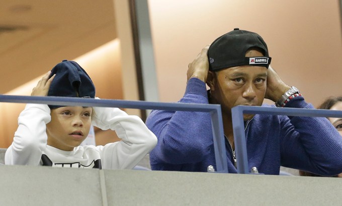 Tiger Woods And Son Charlie Watch The 2019 US Open